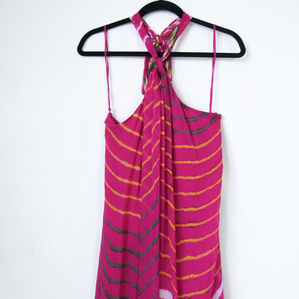 POLO RALPH LAUREN Pink Silk Summer Halter Dress Gorgeous Dyed Maxi Barbie SZ-10 - Picture 2 of 14